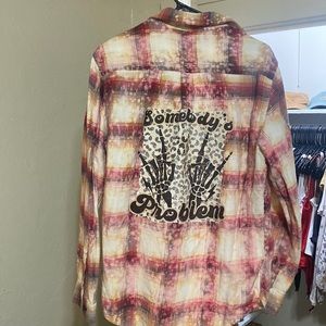 Morgan Wallen Bleached distressed Concert  Flannel